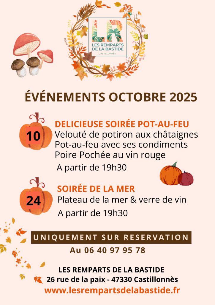 agenda des soirées à Castillonnès Lot-et-garonne de l'automne